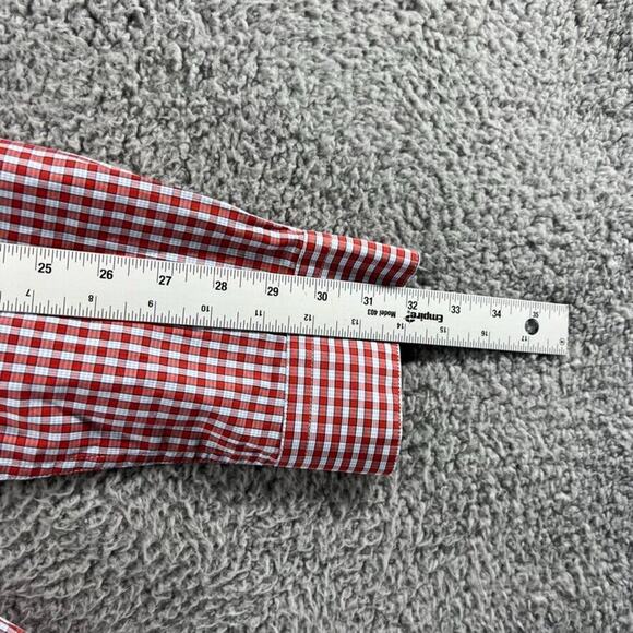 Peter England Shirt Men's 44 Extra Large Red Blue Gingham Check Plaid Slim Fit - Picture 7 of 10